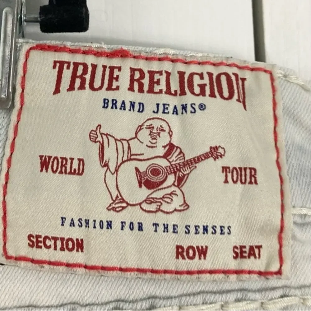 NWOT TRUE RELIGION Jean 44 Ricky Relaxed Hydro Blue Tie Dye Zip Denim